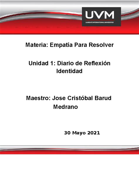 Actividad Unidad Diario Materia Empat A Para Resolver Unidad