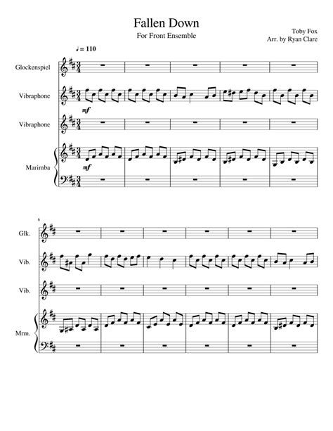 Fallen Down For Percussion Ensemble Sheet Music For Vibraphone