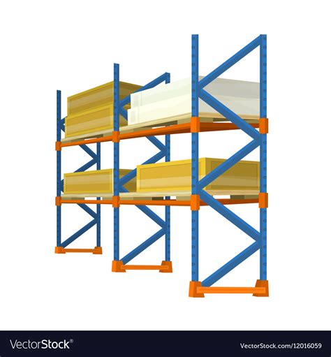 Warehouse Racks Loaded With Boxes And Crates Vector Image