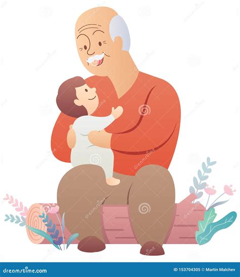 Nonno E Bambino Su Bianco Illustrazione Vettoriale Illustrazione Di