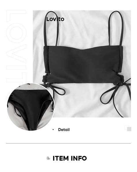 Lovito Sexy Plain Lace Up Drawstring Bikini Tops For Women Lnl Light Purple Black Lovito