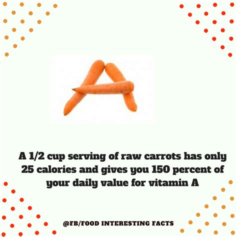 A 1 2 Cup Serving Of Raw Carrots Has Only 25 Calories And Gives You 150 Percent Of Your Daily