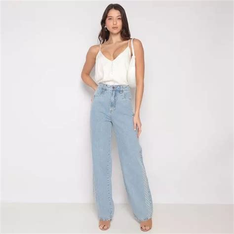 Calça Jeans Reta Com Bordados Azul Claro Zinco Privalia O Outlet