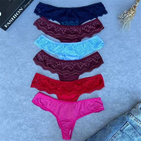 Kit 6 Calcinha Fio Dental Renda Sexu Lingerie Feminina Luxo MercadoLivre