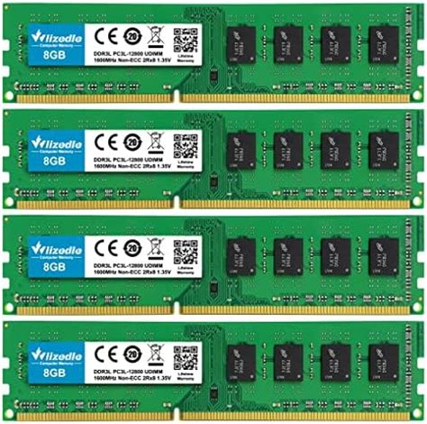 DDR3/DDR3L Desktop Memory RAM 32GB Kit 1600MHz CL11 U-DIMM Wlizedle PC ...