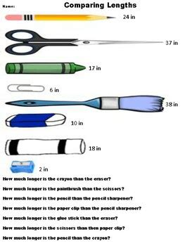 Comparing Lengths Worksheets (4 Pages) by TASK CARDS KING | TPT 