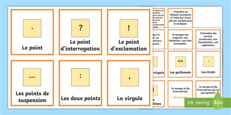 Cartes Pour Jeu De Paires La Ponctuation Teacher Made