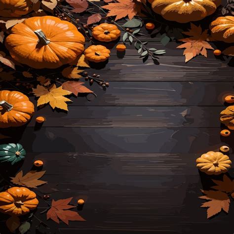 Premium Vector Happy Thanksgiving Background With Pumpkins And Fallen