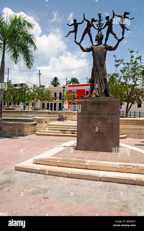 View of The Statue of Eugenio Maria de Hostos in Park de Beneficencia Old San Juan Puerto Rico ...