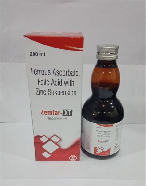 Zemfar Xt Syrup Ferrous Ascorbate Mg Folic Acid Mcg Zinc Sulphate