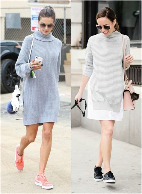 Inspired By Alessandra Ambrosio’s Sweater Dress And Sneakers Sydne Style