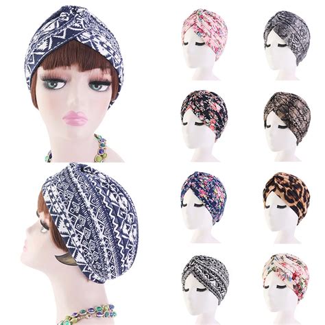 Foulard musulman imprimé serpent Turban extensible et pliant Style