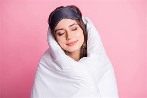 Photo Portrait Of Sleeping Woman Wrapped In Bed Sheets Isolated On