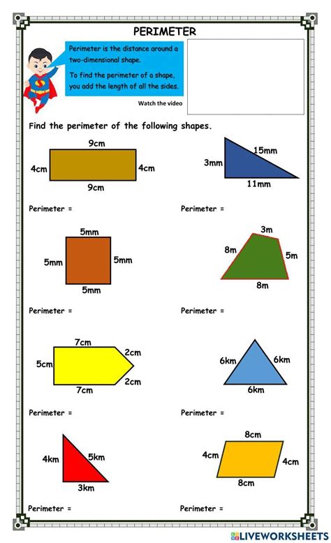 Perimeter And Area Grade 3 Online Exercise For Live Worksheets Worksheets Library