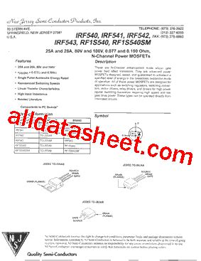 Irf Datasheet Pdf New Jersey Semi Conductor Products Inc