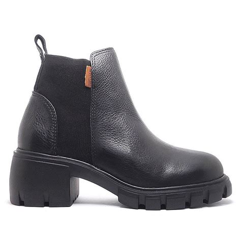 Bota Feminina Bottero Coturno Burnish Preta Onix 347203 Estrela Mix