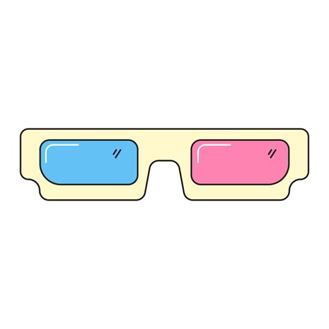 Glasses For 3d Cinema 90s Retro Style Colorful Vector Sticker Isolated