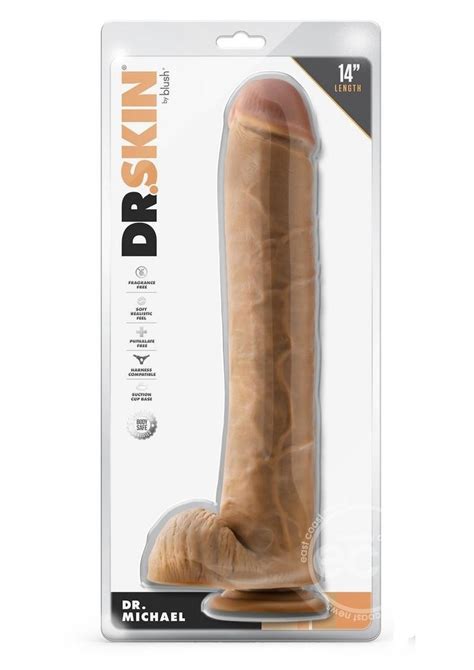 Dr Skin Dr Michael Dildo With Balls And Suction Cup 14in Caramel