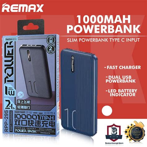 REMAX Powerbank 10000mAh Powerbank Slim Powerbank Type C Input RPP 295