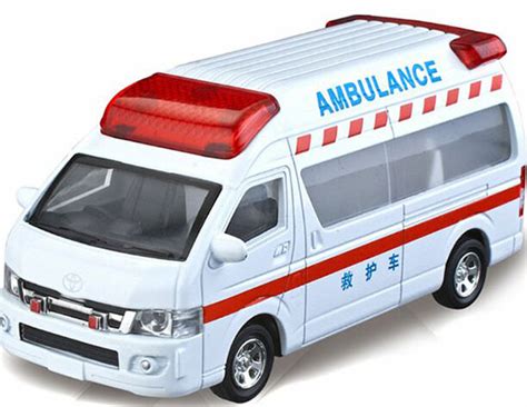 Kids White Red Diecast Toyota Hiace Ambulance Van Toy Am01b004