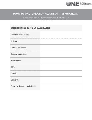 Fillable Online One Modle Demande D Autorisation Aa Fax Email Print