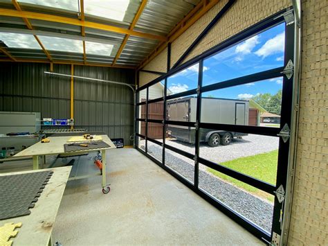 Contemporary Black Aluminum & Clear Tempered Glass Garage Door — Lux ...