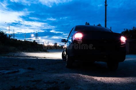 Car lights at night stock image. Image of long, road - 12690817