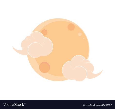 Oriental moon and clouds Royalty Free Vector Image