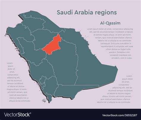 Map saudi arabia divided regions al qassim Vector Image