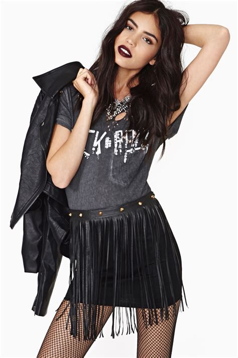 Nasty Gal Reverse Outer Fringes Faux Leather Skirt In Black Lyst