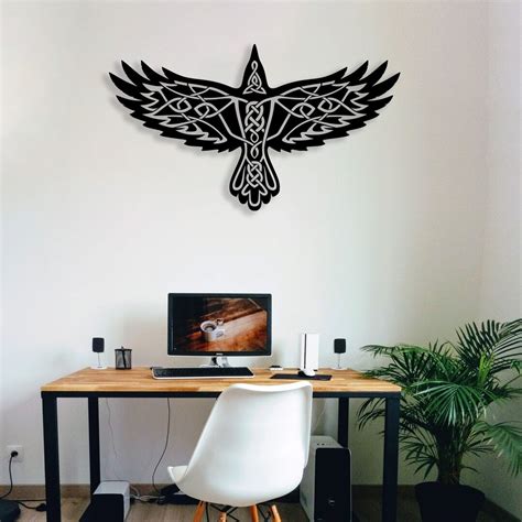 Raven Metal Wall Decor Viking Raven Art Indoor Outdoor Wall Art Wall