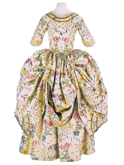 Printed Silk Robe A La Polonaise Ca 1776 80 18th Century Fashion