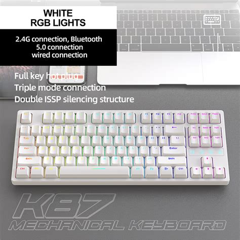Wholesale K87 Gaming Keyboard 3 Mode Connection Hot Swappable RGB Backlit Keyboard For Laptop PC