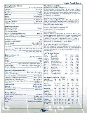 Fillable Online Murray State Quick Facts Fax Email Print Pdffiller