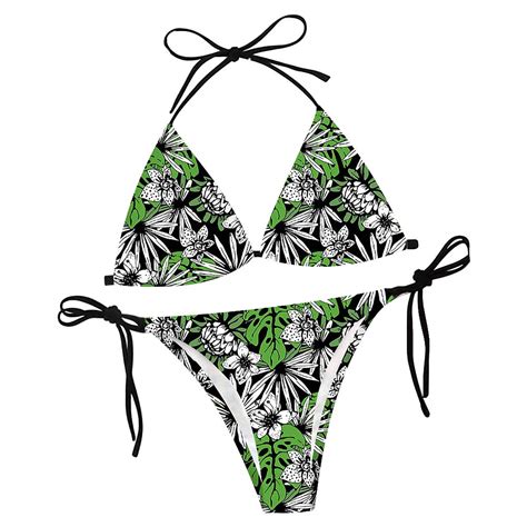 Charmgo Swim Suits For Women 2024 Clearance Women S Swimsuit With Strap Printed Bikini Beach