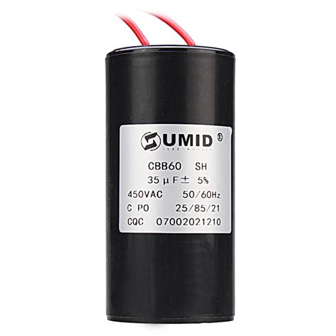 New CBB60 35uF 450VAC 50/60HZ Wired Motor Run Capacitor Washing Machine ...