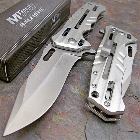 Mtech Tactical Spring Assisted Opening Silver Folding Flipper Pocket