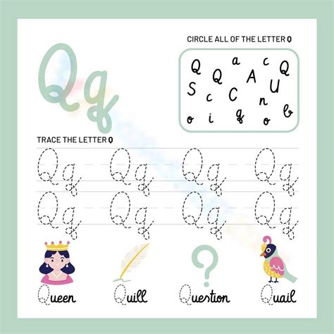 Circle And Trace The Cursive Letter Q Worksheet