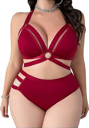 Soly Hux Women S Plus Size Cutout Sexy Lingerie Set Piece Matching Bra And Panty Sets Amazon