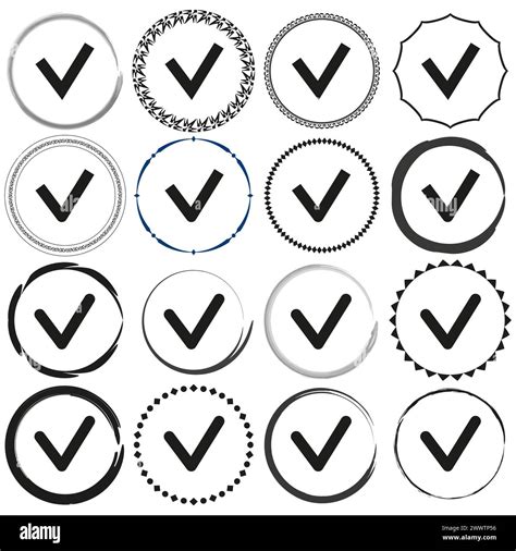 Checkmark Icons Collection Approval Badges Set Variety Of