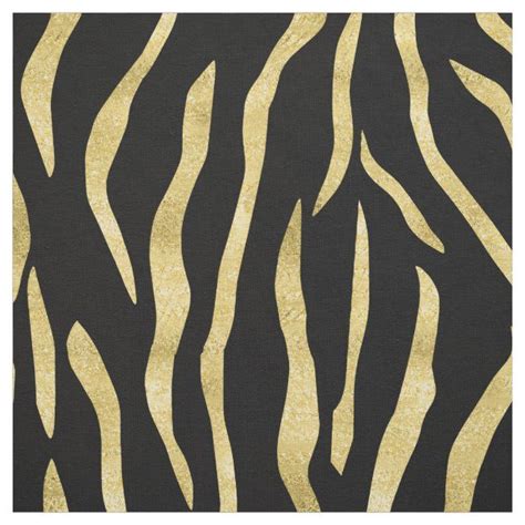 Tiger Stripes Gold Foiloptional Black Id505 Fabric