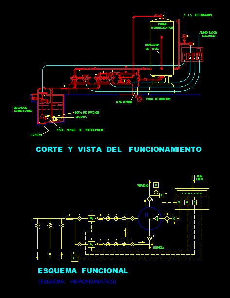 Sistema De Bombeo Hidroneumatico En 2d En Autocad Librería Cad