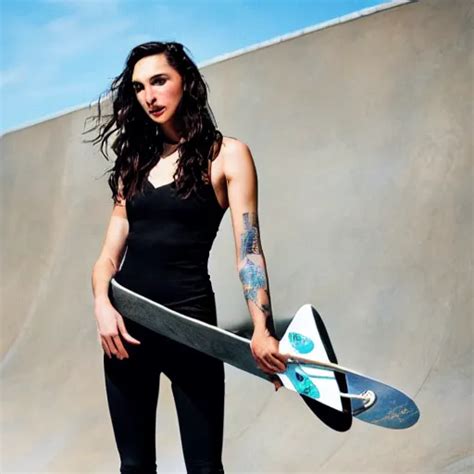 Gal Gadot As A Skateboarder Nikon Mm Portrait Stable Diffusion