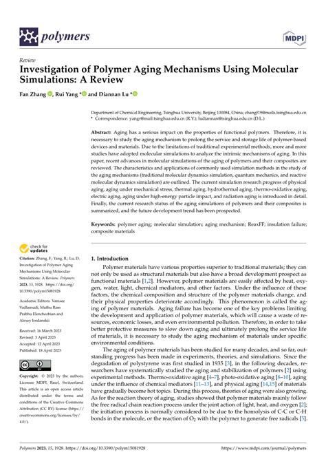 (PDF) Investigation of Polymer Aging Mechanisms Using Molecular Simulations: A Review