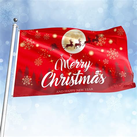 Merry Christmas Flag Red Christmas Flags 5Ft x 3Ft with Eyelets 100%