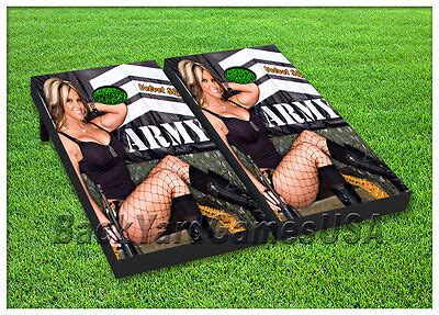 VINYL WRAPS Cornhole Boards DECALS Sexy Army Girl Bag Toss Game