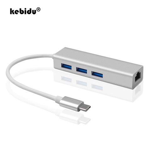 3 Poorten Usb 3 0 Hub Type C Naar RJ45 Gigabit Eth Grandado