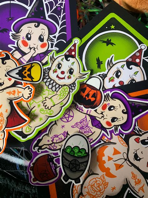 Tattooed Halloween Witch Kewpie Doll Sticker Cute Goth Decor Etsy