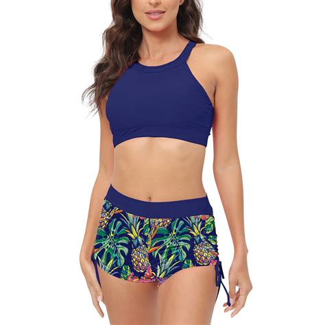 Ovticza Bikini Top For Women Summer Halter Twist Front Swimsuit Top Padded V Neck Solid