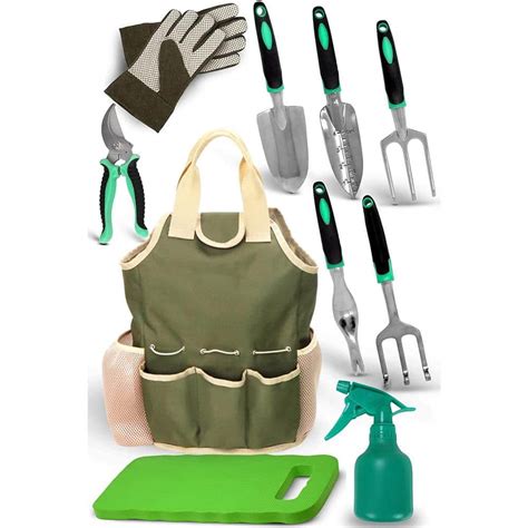 10 Piece Heavy Duty Garden Tool Set Green Garden Tool Set B07qf9tlfz The Home Depot